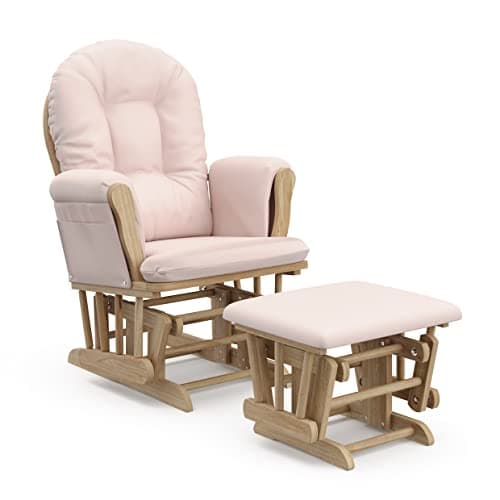 Storkcraft Premium Hoop Glider & Ottoman (Natural/Pink) — GREENGUARD Gold Certified Nursery Glider, Solid Wood Craftsmanship, Smooth-Gliding Nursery Chair and Ottoman, Award-Winning - Image 1