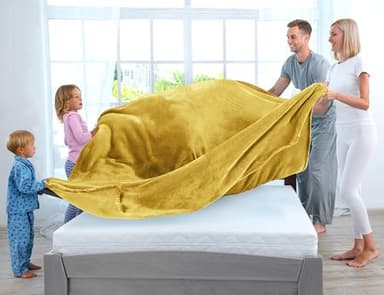 Utopia Bedding Fleece Blanket Queen Size Gold 300GSM Luxury Fuzzy Soft Anti-Static Microfiber Bed Blanket (90x90 Inch) - Image 3