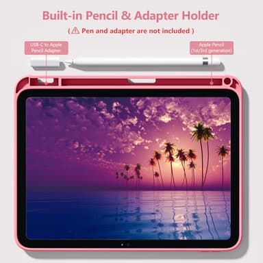 Wenlaty Compatible with iPad (A16) 11th Generation Case 11 Inch 2025, for iPad 10th Generation Case 10.9 Inch 2022 with Pencil Holder, Trifold Stand Protective Cover, Auto Wake/Sleep, Watermelon Pink - Image 3