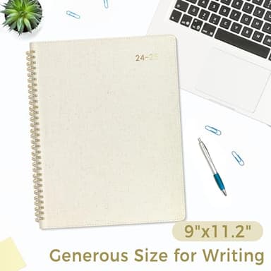 SUNEE 2025-2026 Weekly & Monthly Planner 9"x11.2" - 12 Month (July 2025 - June 2026), Linen Cover Planner Academic Year Calendar, Pocket, Notes, Monthly Tab, Beige - Image 4