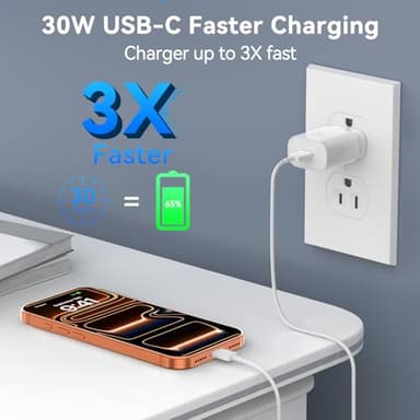 iPhone 17 16 Pro Max Charger Fast Charging Block, 30W iPhone 17/16 Pro Max USB C Fast Charger with 10 FT Type C Fast Charging Long Cable Cord for iPhone 17 Pro Max/17 Pro/17/Air/16 Pro max/16 Pro/15 - Image 3
