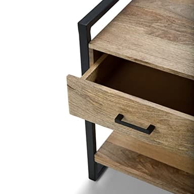 SIMPLIHOME Riverside SOLID MANGO WOOD and Metal 20 inch Wide Rectangle Modern Industrial End Side Table in Natural for the Living Room and Bedroom - Image 4
