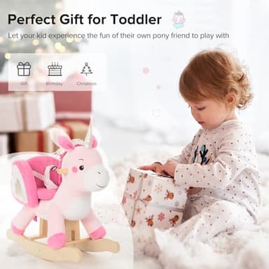 labebe - Baby Rocking Horse, Ride Unicorn, Kid Ride On Toy for 6 Month-3 Year Old, Infant (Boy Girl) Plush Animal Rocker, Toddler/Child Stuffed Ride Toy (Pink) - Image 6