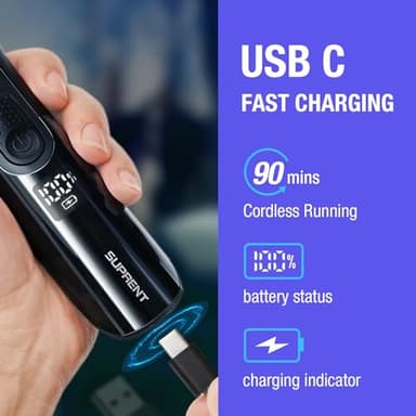 SUPRENT Adjustable Beard Trimmer for Men, Cordless Electric Beard Trimmer with Precision Dial, USB Rechargeable 19 Length Settings Mustache Trimmer for Mens Gifts - Image 5