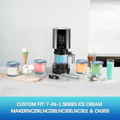 for Ninja Creami Pints and Lids-4 Pack, 16OZ Container Compatible with NC299AMZ & NC300s Series Ice Cream Makers, Extra Cups Replacement for Ninja Creamy Containers Airtight Anti-slip Dishwasher Safe - Image 3