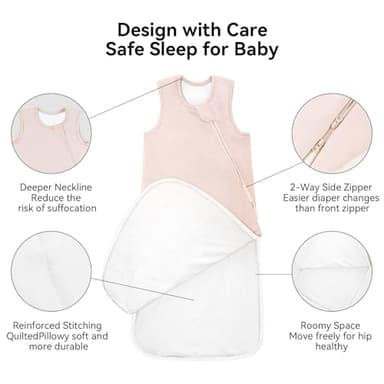 BubblePanda Rayon Made from Bamboo Sleep Sack 0-6 Months 1.0 Tog Soft Toddler Sleeping Sack 3-6 Months for Infant Newborn Babies 2-Way Zipper Baby Wearable Blanket 0-3 Months - Image 3