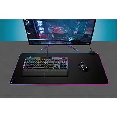 CORSAIR MM700 RGB Extended Cloth Gaming Mouse Pad - 36.6" x 15.8" - 360° RGB Lighting - Two USB Port Hub - Thick Rubber - Black - Image 2