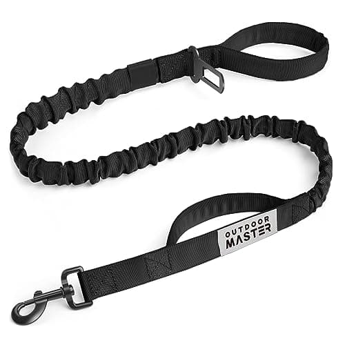 OutdoorMaster Bungee Dog Leash with Shock Absorption, 2 Padded Handles Training Leash, Improved Dog Safety and Comfort - Black Upgraded, 4 FT - Image 1