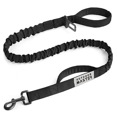 OutdoorMaster Bungee Dog Leash with Shock Absorption, 2 Padded Handles Training Leash, Improved Dog Safety and Comfort - Black Upgraded, 4 FT - Image 1