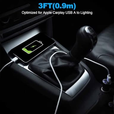 Car Apple Carplay Cable,USB A to Lightning Cable 3FT Compatible with iPhone 14 13 12 11 Pro Max XR XS X Charger Cord,Car Charging Cord - Image 7