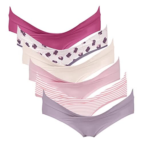 Intimate Portal Maternity Underwear Postpartum Panties Under the Bump Womens Pregnancy Cotton Bikinis 6-pk Blume L - Image 1