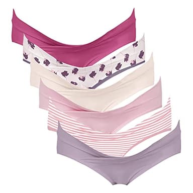 Intimate Portal Maternity Underwear Postpartum Panties Under the Bump Womens Pregnancy Cotton Bikinis 6-pk Blume L - Image 1