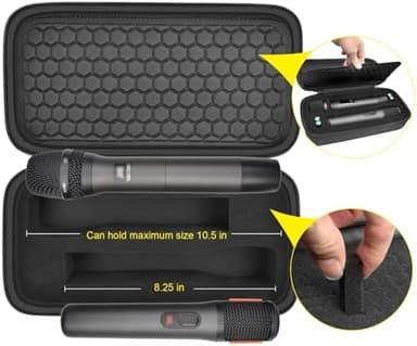 Wireless Microphone Case for JBL Wireless Two Microphone System for JBL Partybox DIY - Sized Mic Case Fits from 8.25-10.5In Handheld Dual Mic, Recivers, Audio Cable, Power Cord-Black(Box Only - Image 4