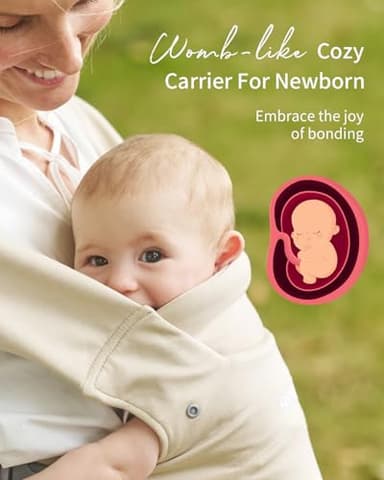 GROWNSY Baby Carrier Newborn to Toddler, Cozy Baby Wraps Carrier, Ergonomic Baby Carrier with Head Support, Cream - Image 2
