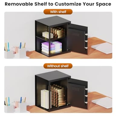 16.54 Inches Tall Safe Box, 2.5 Cuft Home Safe with Fireproof Waterproof Bag, Anti-Theft Digital Security Lock Box with Smart Alert System, Removable Shelf, Mute Function, Document Safes for Jewelry - Image 2