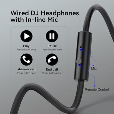 OneOdio Wired Over Ear Headphones Hi-Res Studio Monitor & Mixing DJ Stereo Headsets with 50mm Drivers and 1/4 to 3.5mm Jack for AMP Computer Recording Podcast Keyboard Guitar Laptop - Black - Image 5
