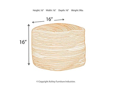 Signature Design by Ashley Absalom Hemp Pouf, 16 x 16 Inches, Multicolored - Image 3