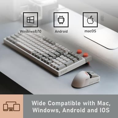 LOFREE Touch PBT Wireless Mouse with USB Receiver, Bluetooth, Wired Connection, Rechargeable, 4000 DPI with OLED Screen Compatible with Glass Surface for Mac Windows PC Notebook/Block Retro Grey - Image 8