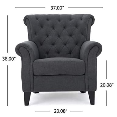 Christopher Knight Home Merritt Fabric Tufted Chair, Dark Grey - Image 3