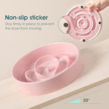 vancasso Slow Feeder Dog Bowl, 1.5 Cups Ceramic Slow Feeder for Medium Breed, Puzzle Maze Food Dog Bowl for Fast Eater, Pink - Image 7