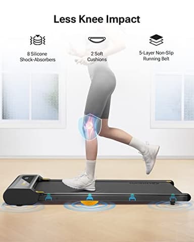 UREVO 2-in-1 Under Desk Treadmill, Walking Pad for Home & Office, Portable Treadmill with APP, 2.25HP Motorized, Remote Control, LED Display, 265 lbs Weight Capacity - Image 3
