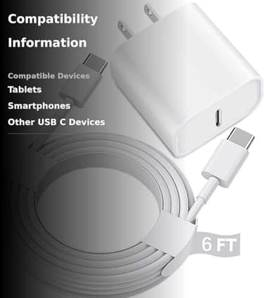 USB C Fast Charger for Apple iPad Pro 13/12.9/11 in 2025-2018,iPad 11th(A16),iPad Air 5th/Mini 7th,iPhone 17/16/15 Series,USB C Charger Fast Charging Adapter Wall Block with 6FT USBC to C Cable Cord - Image 3