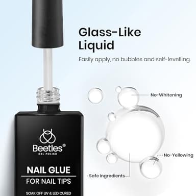 Beetles 9 in 1 Gel Nail Glue for Acrylic Nails Tips, 2 Pcs 10ml Super Strong Nail Glue for Clear False Nails Tips Base Coat Rhinestones Blooming Art Christmas Nails Long Lasting U V Light Cure - Image 6