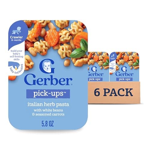 Gerber Baby Food, Stage 3 Food for Babies, Toddlers, Baby Led Feeding, Finger Foods for Babies, Italian Herb Pasta, 6 Pack - Image 1