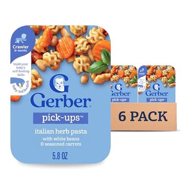 Gerber Baby Food, Stage 3 Food for Babies, Toddlers, Baby Led Feeding, Finger Foods for Babies, Italian Herb Pasta, 6 Pack - Image 1