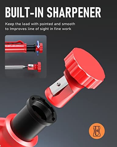 Nicpro 11 Pack Carpenter Pencil Set with Sharpener, Mechanical Carpenter Pencils with 40 Refill, Automatic Center Punch and Carbide Scribe Tool, Heavy Duty Construction Pencil for Architect-With Case - Image 4