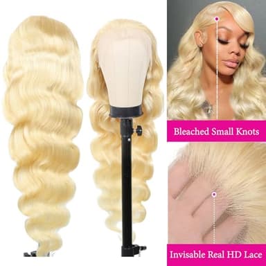 30 Inch 613 Lace Front Wig - Human Hair Body Wave Blonde Wig - 200% Density - Pre Plucked - Glueless With Baby Hair - Image 4