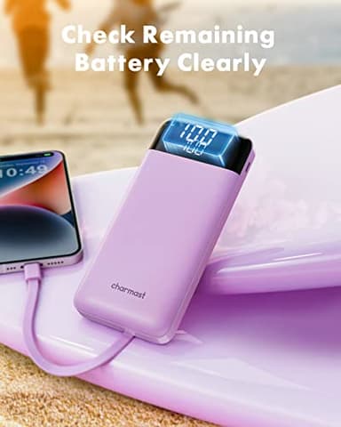 charmast Portable Charger with Built in Cables, Power Bank with Cords Wires, Slim 10000mAh Travel Battery Pack 6 Outputs 3 Inputs 3A Fast Charging for Samsung Google Pixel LG Moto iPhone iPad - Image 7