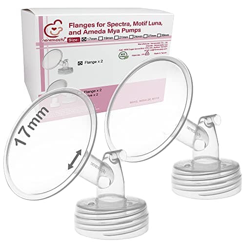 Nenesupply 17mm 2 pc Flanges Compatible with Spectra S2 S1 9 Plus Synergy Gold Breastpump Replacement to Spectra Pump Parts Flange Accessories Wide Mouth Work with Valve Backflow Protector Bottle - Image 1