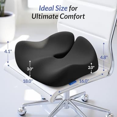 ZIKEE Pioneering Seat Cushion for Pressure Relief, Ergonomic Office Chair Cushion for Sciatica, Back, Hemorrhoids & Tailbone Pain Relief, High-Density Memory Foam Car Seat Cushion with Anti-Slip Base - Image 2