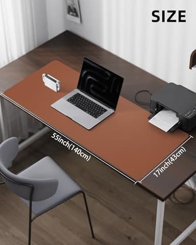 Leather Desk Pad Protector,55"x17" - Premium Desk Mat, Office Desk Mat, Large Mouse Pad,Non-Slip Desk Blotter,Waterproof Desk Writing Pad for Office and Home(Brown) - Image 5