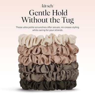 Kitsch Ultra-Petite Satin Scrunchies for Women - Softer Than Silk Scrunchies | Hair Ties No Damage for Frizz-Free Sleep | Perfect for Day or Night Hair Accessories - Eucalyptus, 6 pcs - Image 8
