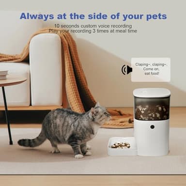 Automatic Cat Feeder, 4L Cat Food Dispenser with 10s Voice Recorder, Pet Feeder up to 8 Meals per Day, Timed Dog Feeder with Dry Food Sealed Ring (White, 4L-Basic) - Image 6