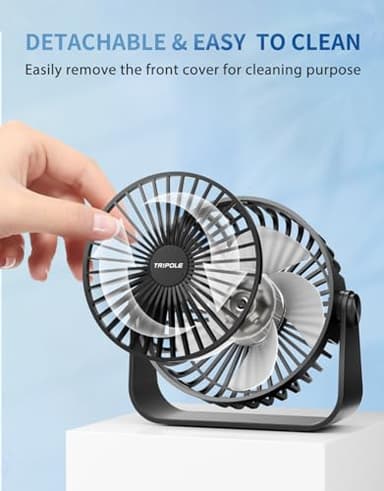 TriPole USB Desk Fan 4.5 Inches Portable Mini Fan Powerful 3 Speeds Wind Personal Desktop Fan with 360° Head Rotation for Home Office Car Indoor Outdoor Black, No Battery - Image 6