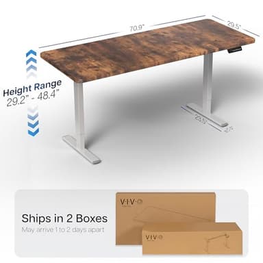 VIVO Electric 71 x 30 in Rustic Standing Desk, Memory Height Adjustment, 1B Series, Vintage Brown Top Gray Frame, DESK-KIT-1G7N - Image 3