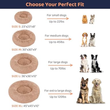 Petloox Donut Dog Bed - Premium Comfort for Anxiety Relief - Fluffy & Calming Design with Ultra-Plush Support | Cozy Round Dog Bed with Super Soft Circle Style (Size M Camel) - Image 5