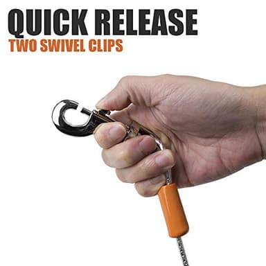 BV Dog Tie Out Cable 25 Feet - Heavy Duty Dog Lead up to 90 Pounds - Reflective & Rust-Free with Quick Release Swivel Clips & 360° Rotating Clasp - Tangle-Free Dogs Runner for Yard (Silver, Single) - Image 4