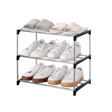Jucaifu Stackable Small Shoe Rack, Entryway, Hallway and Closet Space Saving Storage and Organization (3-Tier, Black) - Image 1