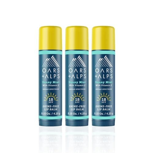Oars + Alps Lip Suncreen, SPF 18 Lip Balm, Shine Free Sunscreen for Lips, Infused with Vitamin E, Peppermint & Spearmint, Water & Sweat Resistant, Moisturizing, Hydrating, Sunny Mint Scent, 3pk - Image 1