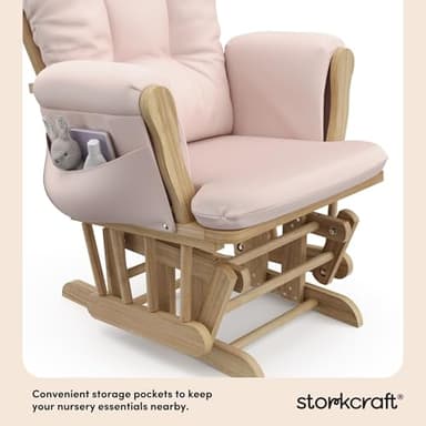 Storkcraft Premium Hoop Glider & Ottoman (Natural/Pink) — GREENGUARD Gold Certified Nursery Glider, Solid Wood Craftsmanship, Smooth-Gliding Nursery Chair and Ottoman, Award-Winning - Image 6