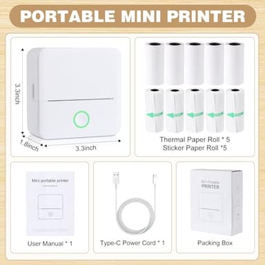 Print Pods Mini Printer, Thermal Inkless Sticker Maker with 10 Rolls Printing Paper, Pocket Printpod for phone, Impresora Portátil for Notes, Flashcards, Journal, DIY, Compatible with iOS & Android - Image 7