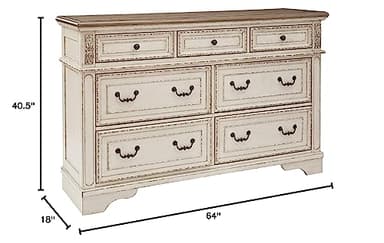 Signature Design by Ashley Realyn | French Country 7-Drawer Two-Tone Dresser – Fully Assembled, Decorative Corbels, Chipped White with Distressed Wood Top - Image 16