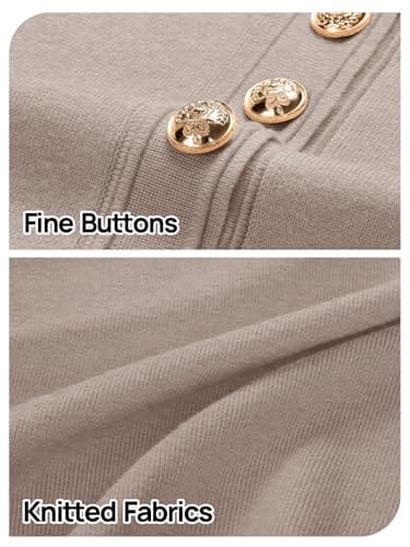 MEROKEETY Women's Knit Bodycon Sweater Dress Button Short Sleeve Crew Neck Elegant Formal Mini Dress, Cashmere, Medium - Image 5