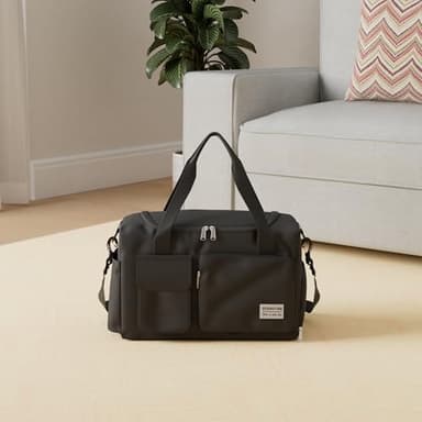Small Gym Bag for Women, Travel Duffle Bag Carry On Weekender Bag with Shoe Compartment - Image 3