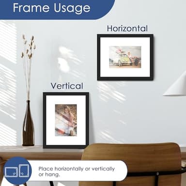 PEALSN 8x10 Picture Frame, Display Pictures 5 x 7 with Mat or 8 x 10 Without Mat for Wall Mounting Display, Photo Frames, Black - Image 6