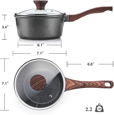 SENSARTE Nonstick Sauce Pan with Lid Saucepan Set, Swiss Granite Coating Sauce Pot Kitchen Cooking Pot Sets, Induction Comptable, Free of Intentionally Added PFOA, 1.5 + 2 QT - Image 8